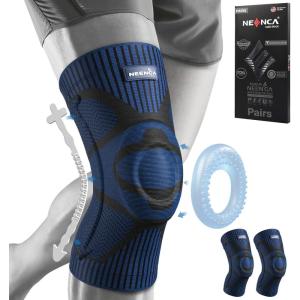 imageNEENCA 2 Pack Knee Braces for Knee Pain Compression Knee Sleeves with Patella Gel Pad ampamp Side Stabilizers Knee Support for Meniscus Tear Arthritis Joint Pain ACL Runner Workout FSAHSA APPROVEDDark Blue pack of 2