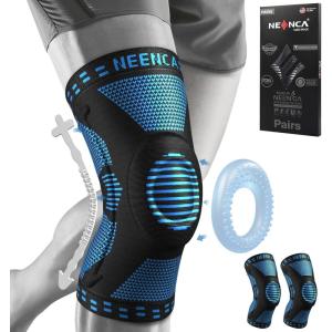 imageNEENCA 2 Pack Knee Braces for Knee Pain Compression Knee Sleeves with Patella Gel Pad ampamp Side Stabilizers Knee Support for Meniscus Tear Arthritis Joint Pain ACL Runner Workout FSAHSA APPROVEDBlue pack of 2