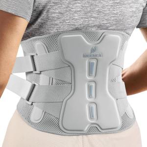 imageNEENCA Back Brace for Lower Back Pain Relief with Bionic Support System Adjustable Lumbar Support Belt for Men ampamp Women with Lumbar Pad Soft Breathable Mesh for Herniated Disc Sciatica ScoliosisGraySingle