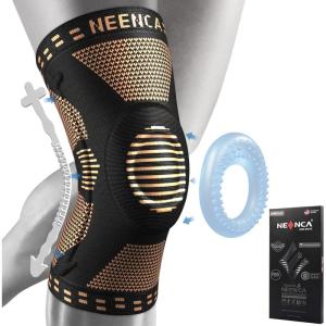 imageNEENCA Copper Knee Brace for Knee Pain Knee Support with Patella Pad ampamp Side Stabilizers Compression Knee Sleeve for Sport Workout Arthritis ACL Joint Pain Relief Meniscus Tear FSAHSA EligibleHigh Copper  S