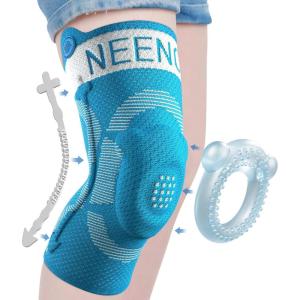 imageNEENCA Kids Knee Brace Sleeve Youth Knee Compression Sleeve for Children  Boys ampamp Girls Child Knee Support with Patella Gel Pad ampamp Side Stabilizers for Knee Pain Sports Outdoor  FSAHSA ApprovedBlue  Single