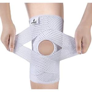 imageNEENCA Knee Brace for Knee Pain Compression Knee Support with Air Mesh Fabric Adjustable Knee Wrap with Side Stabilizers UltraSoft Bandage for Sports Running Meniscus Tear ACL Arthritis ReliefWhite