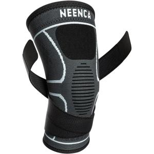 imageNEENCA Knee Braces for Knee Pain 2 Pack Knee Sleeves for Pain Relief Set Knee Compression Sleeves with Adjustable Straps for Best Fit for Sports Runner Meniscus Tear ACL Arthritis Joint Pain2 Pack  Gray