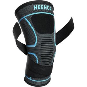 imageNEENCA Knee Braces for Knee Pain 2 Pack Knee Sleeves for Pain Relief Set Knee Compression Sleeves with Adjustable Straps for Best Fit for Sports Runner Meniscus Tear ACL Arthritis Joint Pain2 Pack  Sky Blue