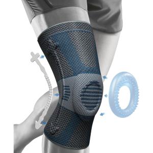 imageNEENCA Knee Braces for Knee Pain Relief Compression Knee Sleeves with Patella Gel Pad ampamp Side Stabilizers Knee Support for Weightlifting Running Workout Arthritis Meniscus Tear Men Women ACE53Upgraded Version  Gray Blue