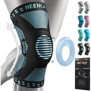 imageNEENCA Knee Braces for Knee Pain Relief Compression Knee Sleeves with Patella Gel Pad ampamp Side Stabilizers Knee Support for Weightlifting Running Workout Arthritis Meniscus Tear Men Women ACE53SkyBlue