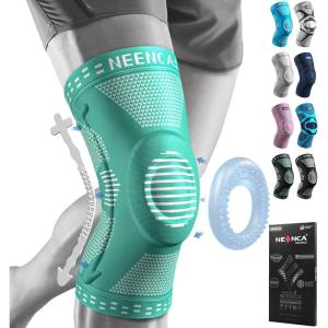 imageNEENCA Knee Braces for Knee Pain Relief Compression Knee Sleeves with Patella Gel Pad ampamp Side Stabilizers Knee Support for Weightlifting Running Workout Arthritis Meniscus Tear Men Women ACE53PeacockBlue