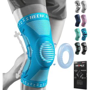 imageNEENCA Knee Braces for Knee Pain Relief Compression Knee Sleeves with Patella Gel Pad ampamp Side Stabilizers Knee Support for Weightlifting Running Workout Arthritis Meniscus Tear Men Women ACE53GemBlue