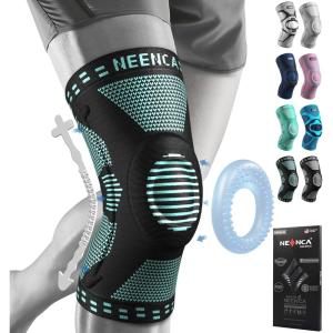 imageNEENCA Knee Braces for Knee Pain Relief Compression Knee Sleeves with Patella Gel Pad ampamp Side Stabilizers Knee Support for Weightlifting Running Workout Arthritis Meniscus Tear Men Women ACE53Blue