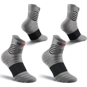 imageNEENCA Medical Compression Socks for Women ampamp Men Circulation2 Pairs Ankle Compression Stockings for Pain Relief Plantar Fasciitis Swelling Running Nurses Travel Pregnancy Flying 2030 mmHgGray Black  2 Pairs