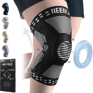 imageNEENCA Plus Size Knee Brace for Knee Pain Knee Support with Side Stabilizers ampamp Patella Gel Pad Knee Compression Sleeve for Meniscus Tear Arthritis Joint Pain Relief ACL PCL All Sports Plus SizeBlack  Single