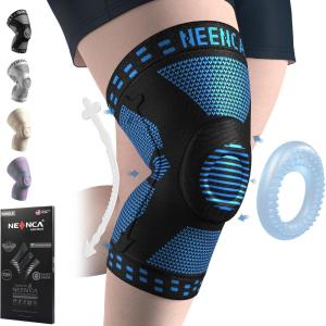imageNEENCA Plus Size Knee Brace for Knee Pain Knee Support with Side Stabilizers ampamp Patella Gel Pad Knee Compression Sleeve for Meniscus Tear Arthritis Joint Pain Relief ACL PCL All Sports Plus SizeBlue  Single