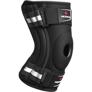 imageNEENCA Professional Knee Brace for Knee Pain Knee Support with Side Spring Stabilizers Stability and Support for Arthritis Meniscus Tear ACLPCL Runner Sports Knee Pain ReliefBlack