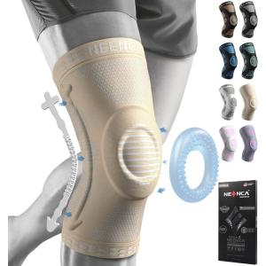 imageNEENCA Professional Knee Brace for Pain Relief Medical Knee Support with Patella Pad ampamp Side Stabilizers Compression Knee Sleeve for Meniscus Tear ACL Joint Pain Runner Workout  FSAHSA EligibleLight Beige