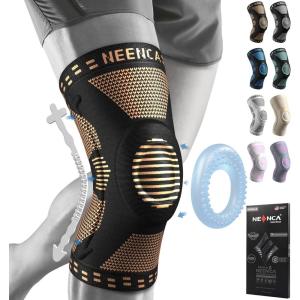 imageNEENCA Professional Knee Brace for Pain Relief Medical Knee Support with Patella Pad ampamp Side Stabilizers Compression Knee Sleeve for Meniscus Tear ACL Joint Pain Runner Workout  FSAHSA EligibleHigh Copper