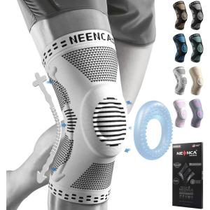 imageNEENCA Professional Knee Brace for Pain Relief Medical Knee Support with Patella Pad ampamp Side Stabilizers Compression Knee Sleeve for Meniscus Tear ACL Joint Pain Runner Workout  FSAHSA EligibleGray