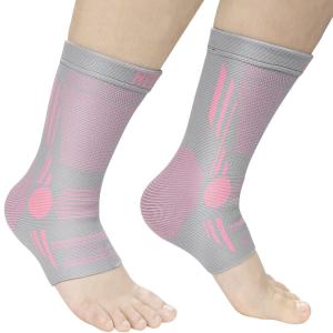 imageNEENCA Ankle Brace for Pain Relief 2 Pack Compression Ankle Sleeves Set Ankle Support Stabilizer for Achilles Tendonitis Plantar Fasciitis Joint Pain Swelling Arthritis Sport  FSAHSA ApprovedPink Grey