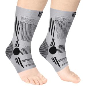 imageNEENCA Ankle Brace for Pain Relief 2 Pack Compression Ankle Sleeves Set Ankle Support Stabilizer for Achilles Tendonitis Plantar Fasciitis Joint Pain Swelling Arthritis Sport  FSAHSA ApprovedGrey