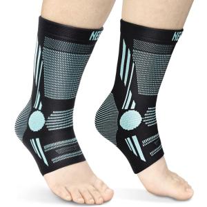 imageNEENCA Ankle Brace for Pain Relief 2 Pack Compression Ankle Sleeves Set Ankle Support Stabilizer for Achilles Tendonitis Plantar Fasciitis Joint Pain Swelling Arthritis Sport  FSAHSA ApprovedBlue