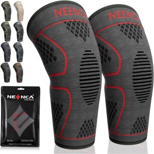 imageNEENCA Knee Braces for Knee Pain 2 Pack Knee Sleeves for Knee Pain Set Knee Brace Compression Sleeves Knee Support for Sports Running Meniscus Tear ACL PCL Women ampamp Men2 Pack  Red