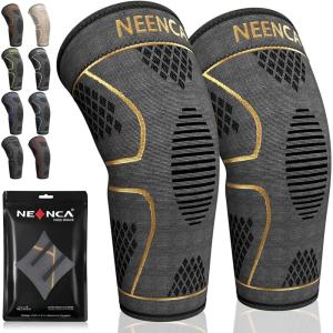 imageNEENCA Knee Braces for Knee Pain 2 Pack Knee Sleeves for Knee Pain Set Knee Brace Compression Sleeves Knee Support for Sports Running Meniscus Tear ACL PCL Women ampamp Men2 Pack  Copper