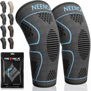 imageNEENCA Knee Braces for Knee Pain 2 Pack Knee Sleeves for Knee Pain Set Knee Brace Compression Sleeves Knee Support for Sports Running Meniscus Tear ACL PCL Women ampamp Men2 Pack  Sky Blue