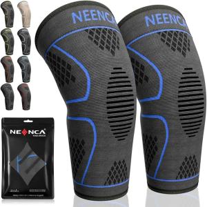 imageNEENCA Knee Braces for Knee Pain 2 Pack Knee Sleeves for Knee Pain Set Knee Brace Compression Sleeves Knee Support for Sports Running Meniscus Tear ACL PCL Women ampamp Men2 Pack  Navy Blue