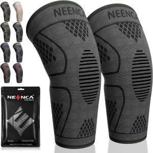 imageNEENCA Knee Braces for Knee Pain Women ampamp Men 2 Pack Knee Sleeves for Knee Pain Set Knee Brace Compression Sleeves Knee Support for Sports Running Meniscus Tear ACL PCL Arthritis Pain Relief2 Pack  Dark Black