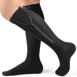imageNEENCA Zipper Compression Socks Medical Graduated Compression Socks for Pain Relief Women ampamp Men Circulation Swelling Travel Pregnancy Flight Nurses Running Athletic1 Pair 2030 mmHgBlack