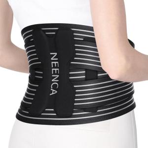 imageNEENCA Compression Back Brace for Lower Back Pain Herniated Disc Lumbar Strain  Breathable Lumbar Support for Work Lifting Sciatica Scoliosis Gray XXLargeBlack