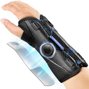 imageNEENCA Carpal Tunnel Wrist Brace for Night SupportKnob Adjustable Hand Brace for TendonitisArthritis PainSprainWrist Splint Support with Sleeves for WomenampMen Right Hand Large Black Large LeftHandBlack