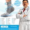 imageNEENCA Professional Compression Socks Medical Ankle Socks with Patented Massage Dots for Pain Relief Plantar Fasciitis WomenMen Circulation Swelling Travel Sports Protection 1 Pair 2030 mmHgGray White