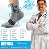 imageNEENCA Professional Compression Socks Medical Ankle Socks with Patented Massage Dots for Pain Relief Plantar Fasciitis WomenMen Circulation Swelling Travel Sports Protection 1 Pair 2030 mmHgGray Black