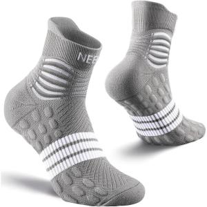imageNEENCA Professional Compression Socks Medical Ankle Socks with Patented Massage Dots for Pain Relief Plantar Fasciitis WomenMen Circulation Swelling Travel Sports Protection 1 Pair 2030 mmHgGray White