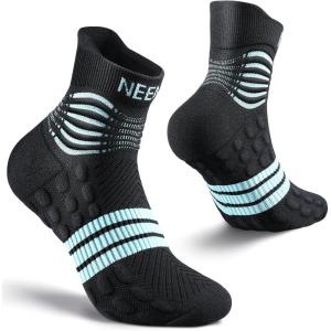 imageNEENCA Professional Compression Socks Medical Ankle Socks with Patented Massage Dots for Pain Relief Plantar Fasciitis WomenMen Circulation Swelling Travel Sports Protection 1 Pair 2030 mmHgBlack Blue