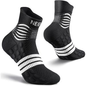 imageNEENCA Professional Compression Socks Medical Ankle Socks with Patented Massage Dots for Pain Relief Plantar Fasciitis WomenMen Circulation Swelling Travel Sports Protection 1 Pair 2030 mmHgBlack White