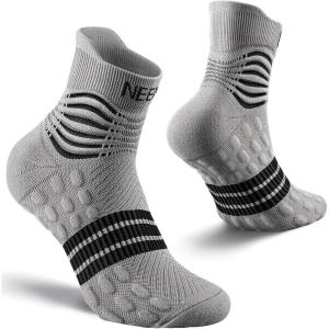 imageNEENCA Professional Compression Socks Medical Ankle Socks with Patented Massage Dots for Pain Relief Plantar Fasciitis WomenMen Circulation Swelling Travel Sports Protection 1 Pair 2030 mmHgGray Black