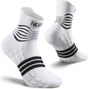 imageNEENCA Professional Compression Socks Medical Ankle Socks with Patented Massage Dots for Pain Relief Plantar Fasciitis WomenMen Circulation Swelling Travel Sports Protection 1 Pair 2030 mmHgWhite